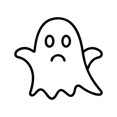 Vector outline drawing of a sad ghost for halloween designs and spooky themed decorations clip art