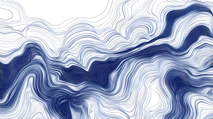 Obraz premium Abstract navy blue and white wavy lines create a calming ocean-like pattern in this minimalist design.