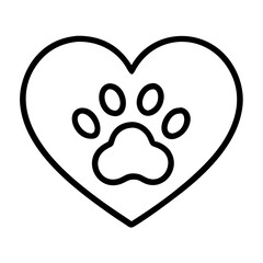 Dog paw print heart vector, pet love symbol, animal rescue, adoption, veterinary clinic icon graphic