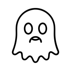 Sad ghost vector illustration for halloween spooky season, ghost outline drawing for design, art