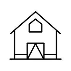 Outline barn vector drawing for agricultural farm building design and country landscape architecture icon