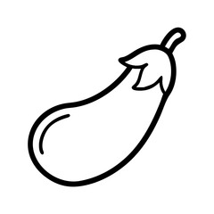 Downloadable eggplant vector illustration: outline drawing of fresh aubergine vegetable icon design element