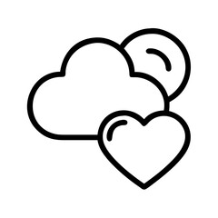 Cloud heart sun outline vector illustration for weather love romance and nature designs icon art
