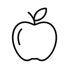 Apple fruit vector icon illustration, healthy food outline drawing, fresh apple design element