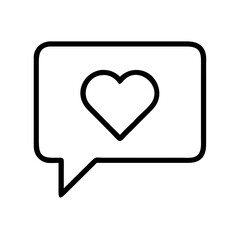 Heart in speech bubble icon vector illustration for love message social media and dating apps