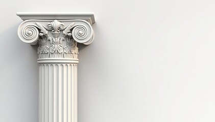 Obraz premium Elegant Roman column detail against stark white backdrop, structure, clean