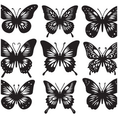 Butterfly Silhouette Vector Collection &ndash; Elegant Black Insect Icons for Nature, Spring, and Decorative Designs