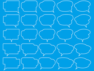 Obraz premium シンプルなフキダシ。枠。ベクター素材。シンプル白ラインのみ。ベタ背景透過。3段。