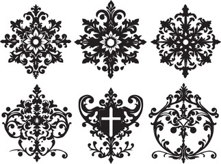 A set of elements, symbols, ornaments, mandalas. Hand drawn vector illustration	