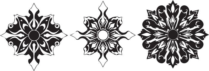 Obraz premium A set of elements, symbols, ornaments, mandalas. Hand drawn vector illustration 