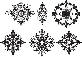 A set of elements, symbols, ornaments, mandalas. Hand drawn vector illustration	