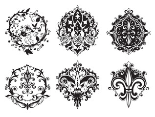 A set of elements, symbols, ornaments, mandalas. Hand drawn vector illustration	