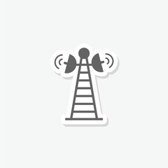 Radio tower icon sticker isolated on gray background