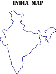 Indian map with blue contour lines.