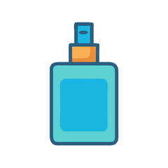 Blue spray bottle cartoon icon on black background