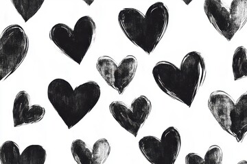 Charming love symbols pattern for heartfelt celebrations, wrapping, and romantic decor, featuring seamless black ink design perfect for anniversary cards and gifts