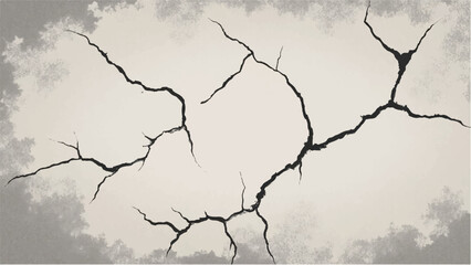 Cracked background. Old wall background with cracks. Vector illustration. Abstract illustration of cracked wall.