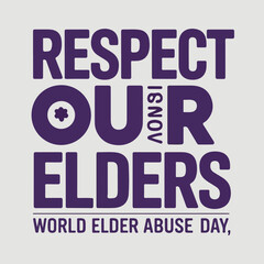 Fototapeta premium Solid Color Vector Designs for World Elder Abuse Awareness Day - Featuring Hands, Protection Shields, and Purple Ribbon Symbols