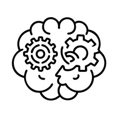Brain with gears concept for mental health ai machine learning and cognitive development idea generation