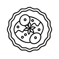 Vector graphic of a fruit tart dessert pastry with berries and star anise illustration line art