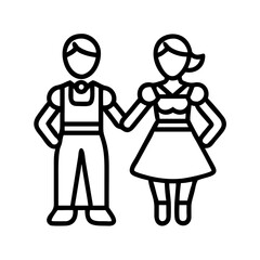 Vector illustration of a couple holding hands in outline style for graphic design needs