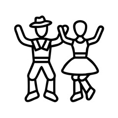 Vector illustration of folk dance couple dancing traditional dance with folk costume and hat