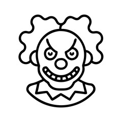 Scary clown face drawing halloween horror circus evil clown outline vector illustration design art
