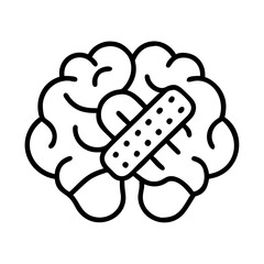 Brain injury trauma mental health awareness band aid first aid accident recovery concept icon
