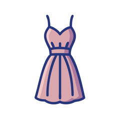 Cute Pink Dress with Straps Graphic Illustration Vector