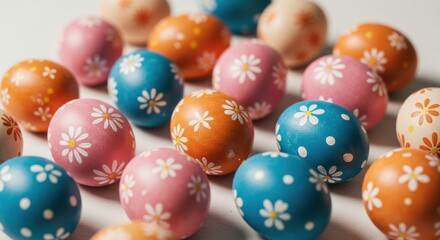 Pastel Easter Eggs with Daisy Pattern