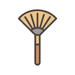 Elegant Asian Hand Fan Icon with Brown Details