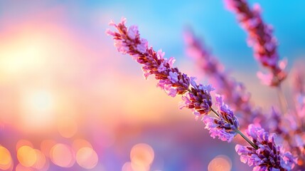 Stunning lavender sunset close up