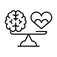 Balance brain and heart concept illustration for mental health and emotional intelligence design