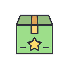 Gift merchandise colored icons, minimalist vector illustration ,simple transparent graphic element .Isolated on white background