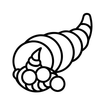 recommend clip art: Vector graphic of a cornucopia outline drawing, thanksgiving symbol, harvest season illustration image