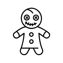 Voodoo doll clip art halloween icon vector illustration spooky witchcraft creepy magic ritual pin