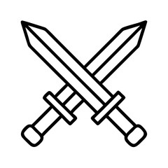 Crossed swords vector illustration, medieval weapon, fight, battle, war, knight, duel icon design