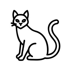 Outline drawing of a cute cat sitting with tail curled, pet animal illustration vector design art
