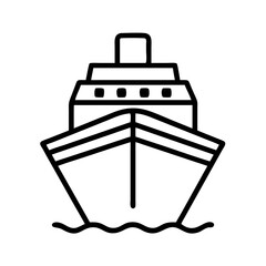 Cruise ship line drawing vector illustration of ocean liner boat for travel and vacation icon