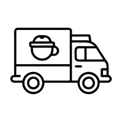 Coffee delivery truck vector illustration for mobile coffee shop and food truck business idea concept