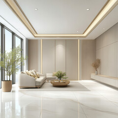 Fototapeta premium Modern Minimalist Interior of a Bright and Airy Living Room Space