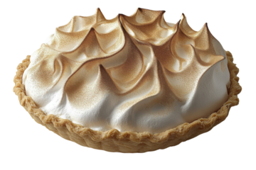 Indulge in this luscious meringue pie a delightful dessert with a perfectly browned crust and on transparent background
