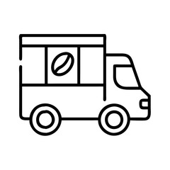 Coffee truck vector icon illustration, mobile coffee shop, food truck, coffee delivery service