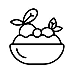 Isolated bowl of delicious salad with fresh toppings vector illustration line art design