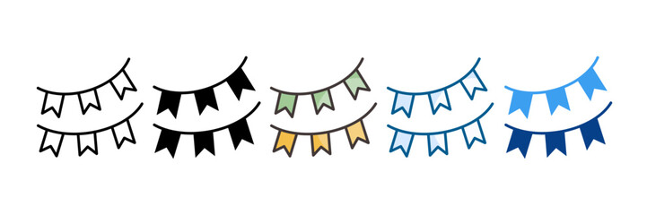 Garland Icon Set Multiple Style Collection