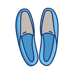 Cartoon Blue Slippers Isolated on Black Background Illustration