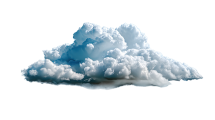 Fluffy Cumulus Cloud: A majestic cumulus cloud,  with its soft, pillowy texture and varying shades of blue and white, floats against a clear sky.