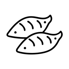 Two sweet potatoes vector illustration, healthy food, root vegetable, yam, isolated design, icon, line art
