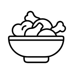 Bowl of chicken drumsticks vector illustration for food blog recipe and restaurant menu design element