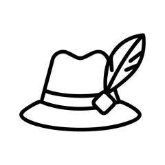 Explore traditional german bavarian hat with feather vector illustration for oktoberfest design